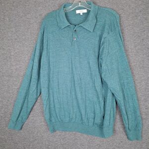Turnbury Sweater Mens XL Aqua 100% Extra Fine Merino Wool Classic Polo Pullover